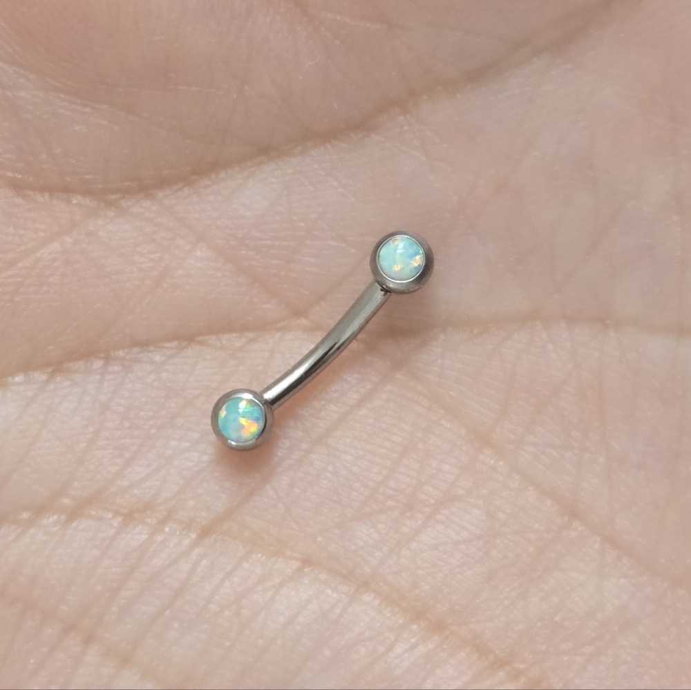 Neometal Opal Silver Titanium Curved Barbell